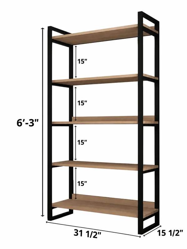 Industrial steel and wood bookshelf