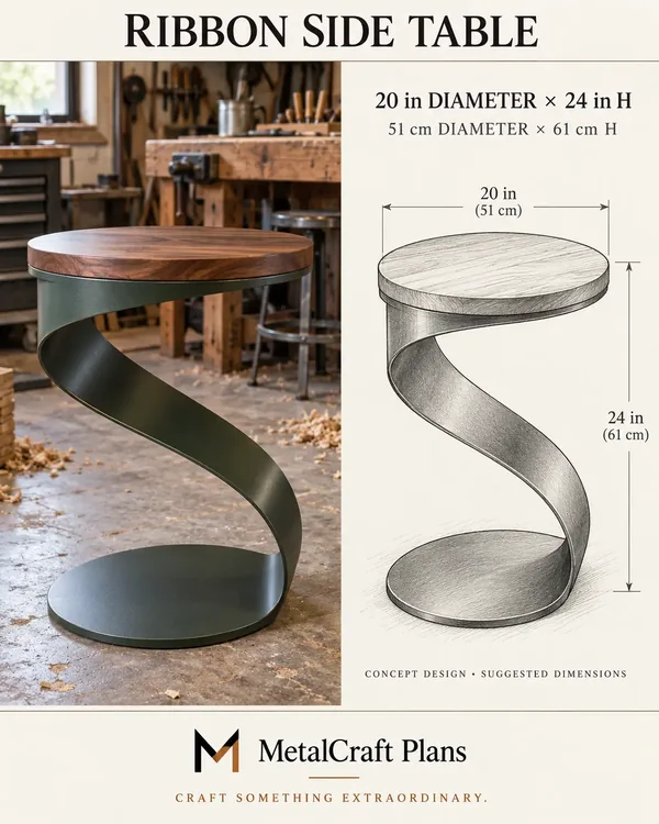 Ribbon steel side table