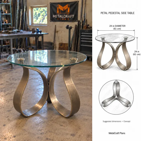 Sculptural petal steel side table